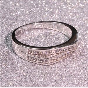 Dainty Sterling & Swarovski Crystal Angular Band